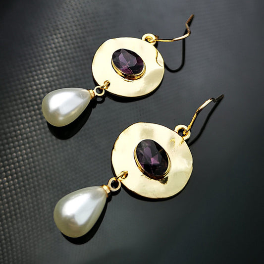 Retro Fashion Creative Design Round Mid-ancient Square Stud Earrings