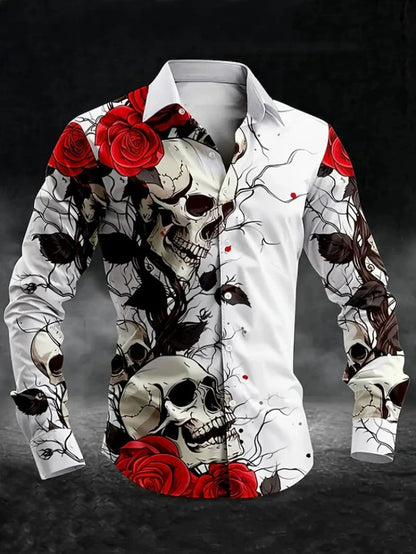 European And American Spring And Autumn Leisure Personalized Trendy Men Long Sleeve 3D Printed Shirt