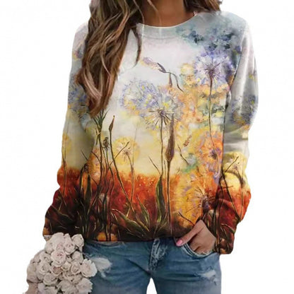 Fashion Floral Print Long-sleeved Women's Sweater