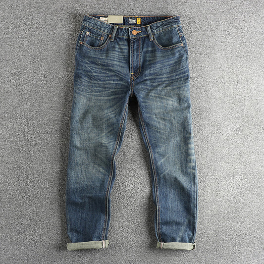 Men's Casual Retro Pocket Straight Jeans