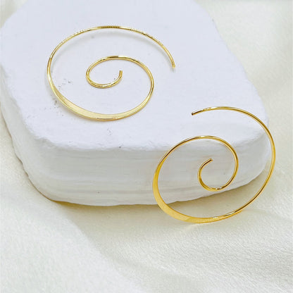 Wave Ripple Copper Earrings Personality Simple