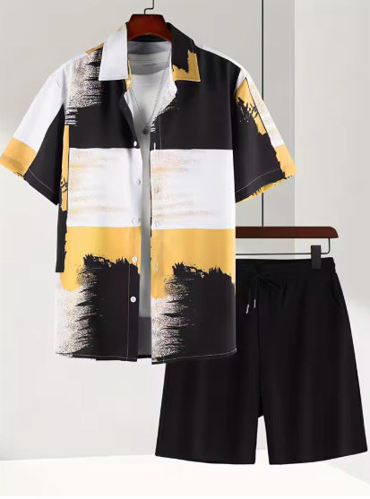 Printed Short-sleeved Shirt Beach Pants Suit