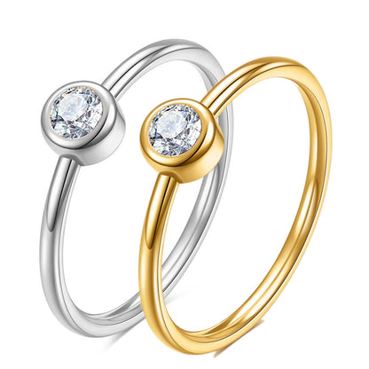 European And American Simple 2MM Titanium Steel Diamond Ring Stainless Steel