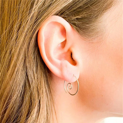Wave Ripple Copper Earrings Personality Simple