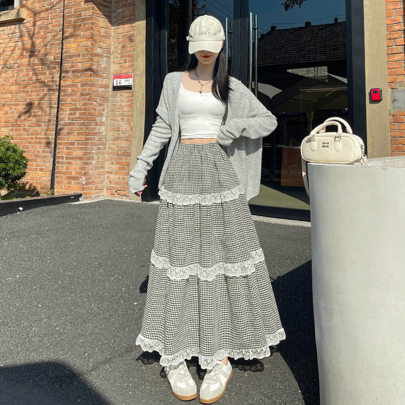 High Waist Slimming A- Line Large Skirt Half-length