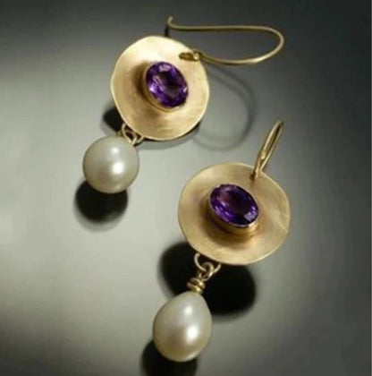 Retro Fashion Creative Design Round Mid-ancient Square Stud Earrings