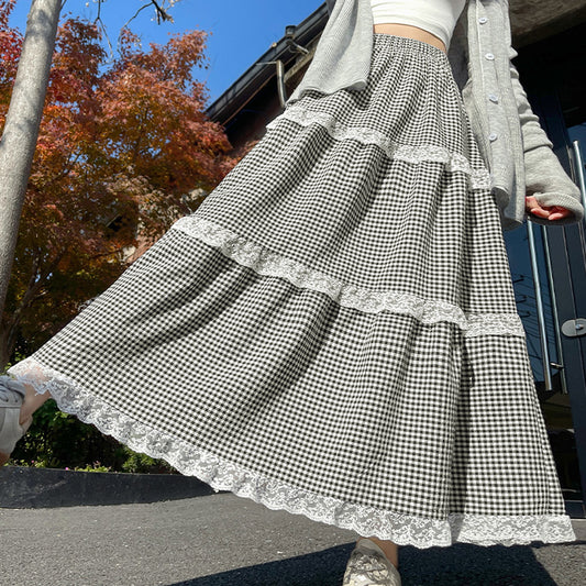 High Waist Slimming A- Line Large Skirt Half-length