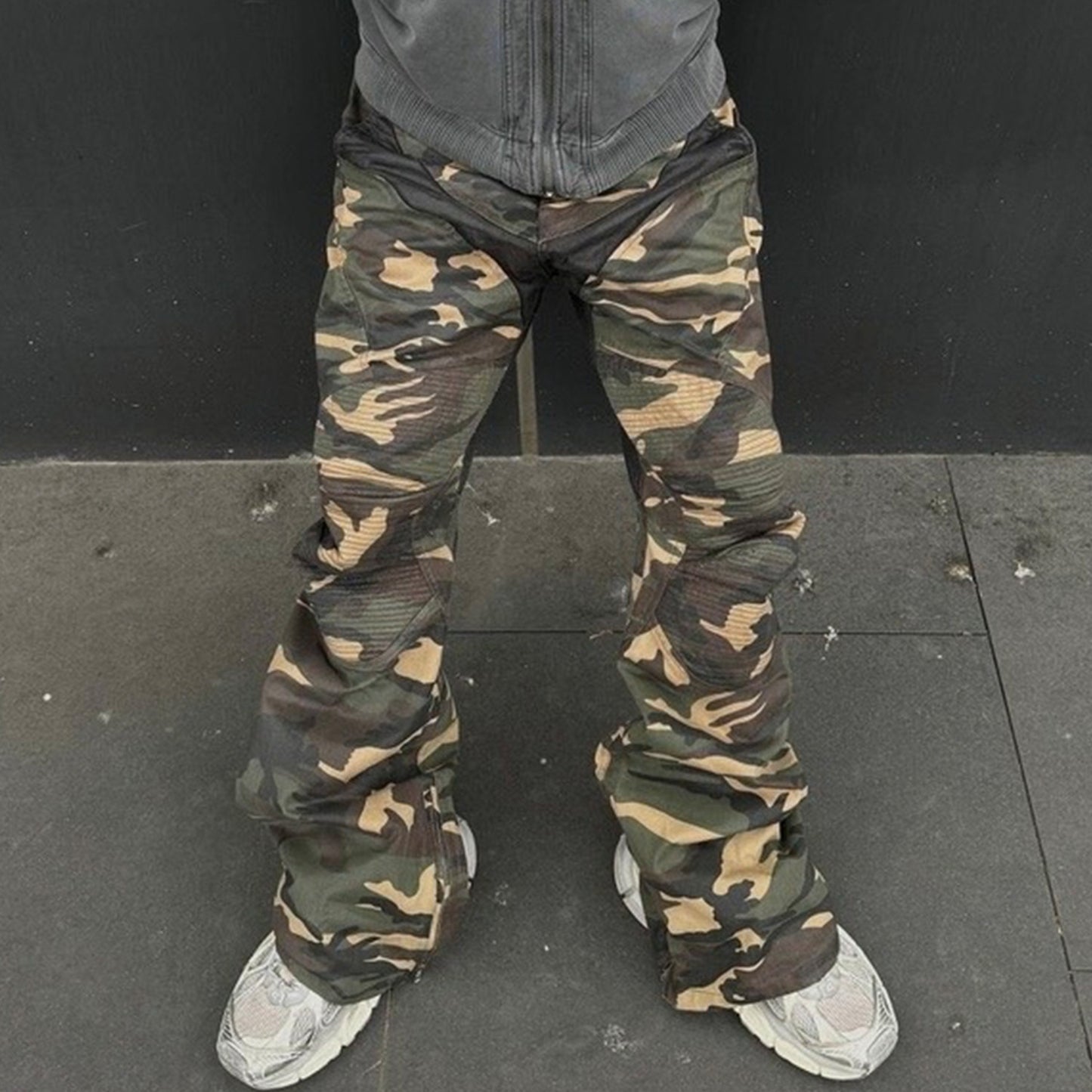 Men's Same Stitching Design Zipper Wide Leg Pants