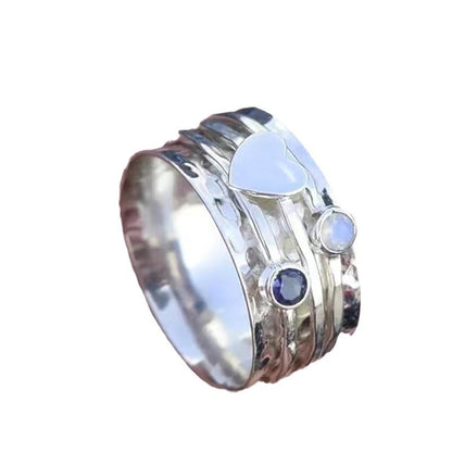 Soul Heart-dependent Diamond-embedded Rotatable Love Heart-shaped Ring