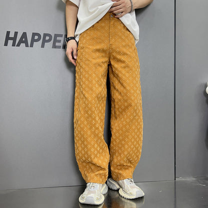 Loose Straight Washed Denim Large Pocket Pants Trendy
