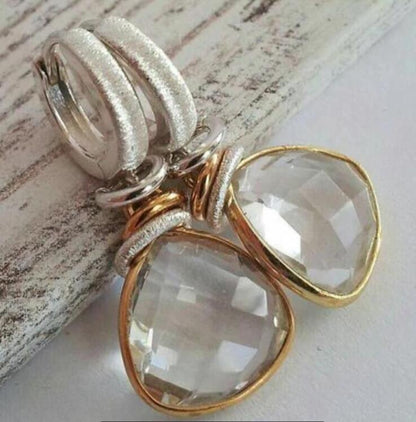 Fashion Geometry Pattern Heavy Industry Two-tone Brass Eardrops