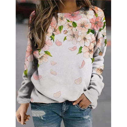 Fashion Floral Print Long-sleeved Women's Sweater