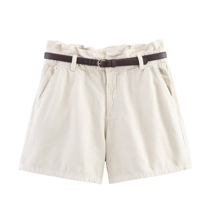Fashion Casual High Waist Paper Bag Denim Casual Shorts