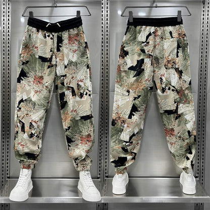 Personality Printed Pants Thin Drape Breathable Casual Pants