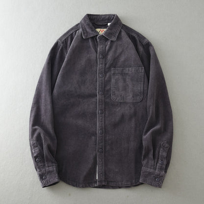 Men's Retro Loose Corduroy Long Sleeve Casual Cotton Shirt
