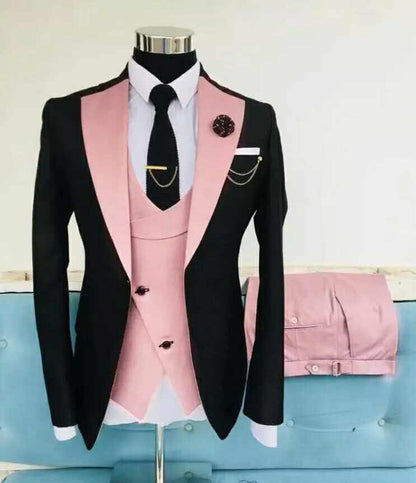 Men's Slim Fit Business Vest Coat Trousers Suit