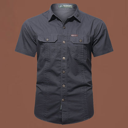Workwear Short Sleeve Cotton Work Clothes Shirt Outdoor Loose Men's Shirt