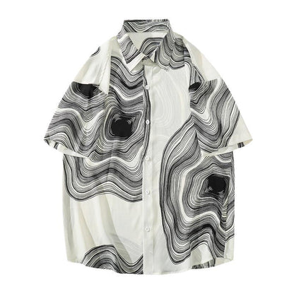 Summer Menswear Shirt Hong Kong Style Fashionable Temperament Short Sleeve