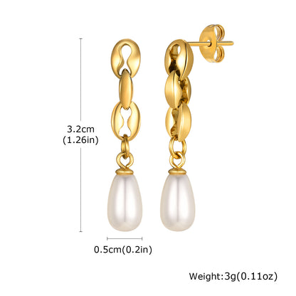 Stainless Steel Lip Chain Gold Earrings
