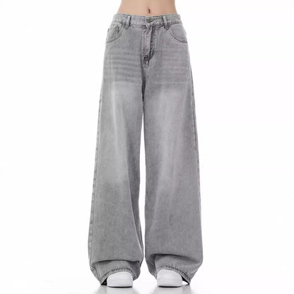 Loose Casual Wide Leg Straight Worn Jeans