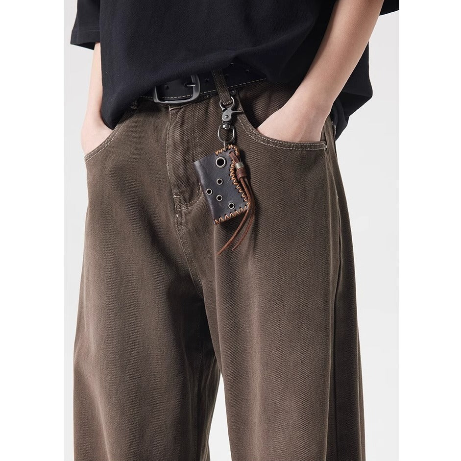 Retro Washed High Straight Loose Jeans