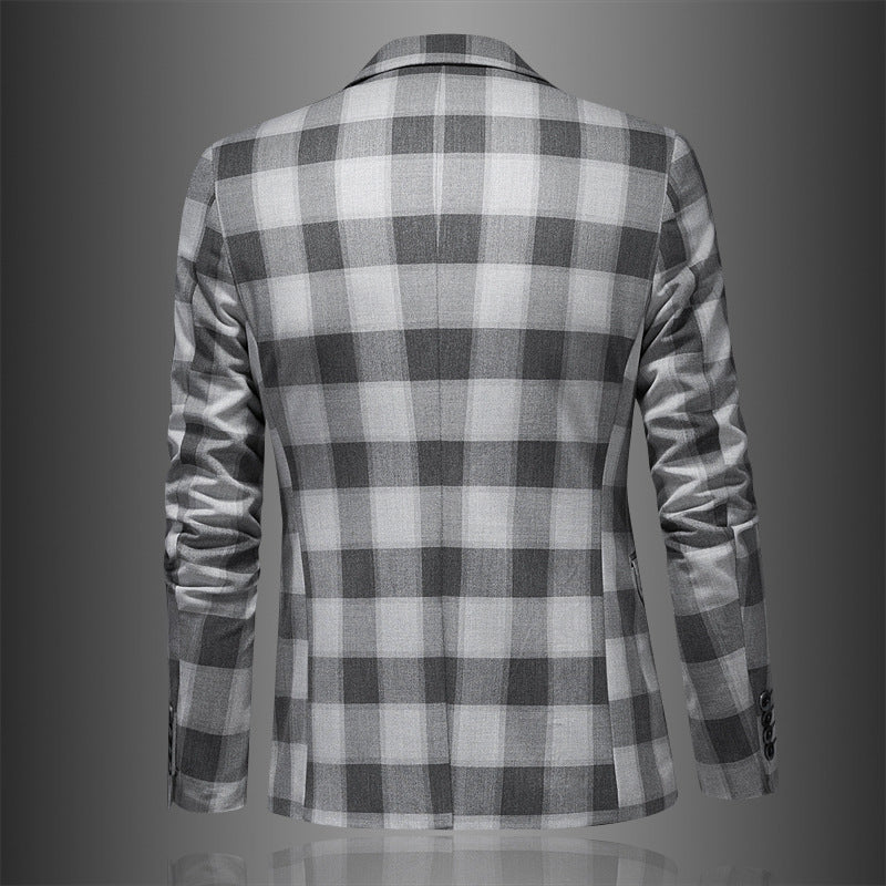 Men's Casual Suit Jacket Plaid Three-dimensional Fashion Slim Fit