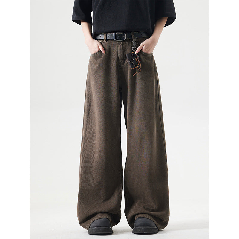 Retro Washed High Straight Loose Jeans
