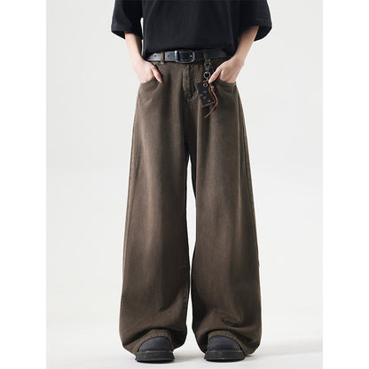 Retro Washed High Straight Loose Jeans