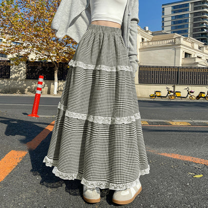 High Waist Slimming A- Line Large Skirt Half-length