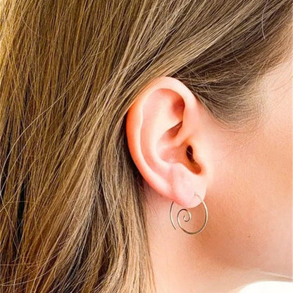 Wave Ripple Copper Earrings Personality Simple