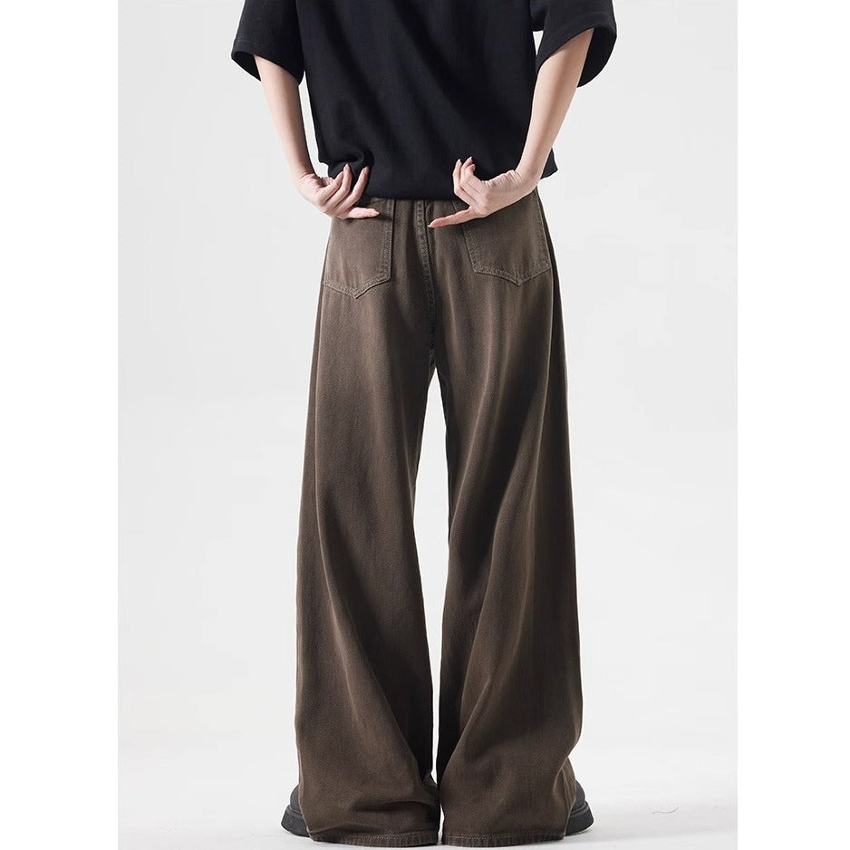 Retro Washed High Straight Loose Jeans