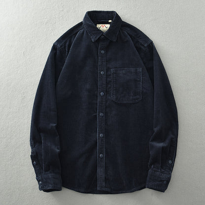 Men's Retro Loose Corduroy Long Sleeve Casual Cotton Shirt