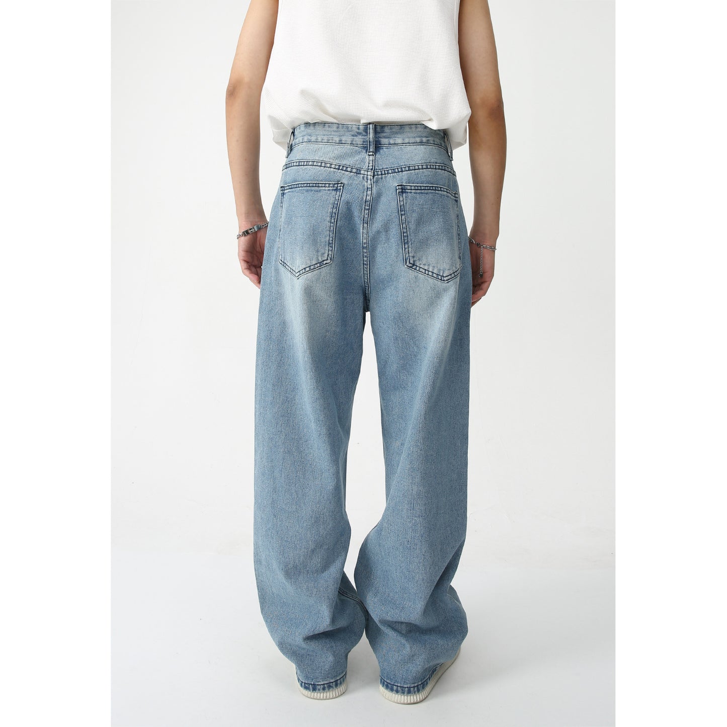New Loose Wide-leg Mopping Jeans Personalized Digital Printing