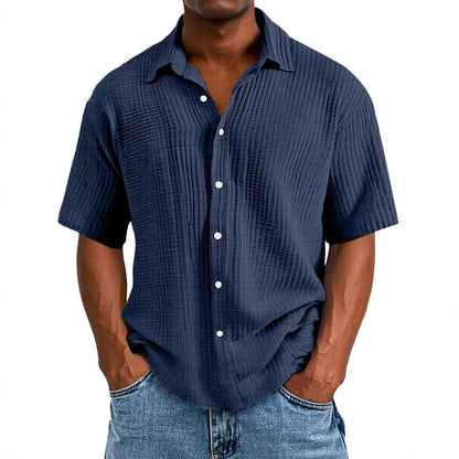 Spring And Summer Men's Short-sleeve Lapel Shirt Double Layer Champray