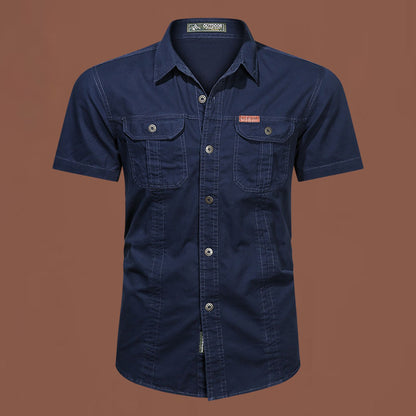 Workwear Short Sleeve Cotton Work Clothes Shirt Outdoor Loose Men's Shirt
