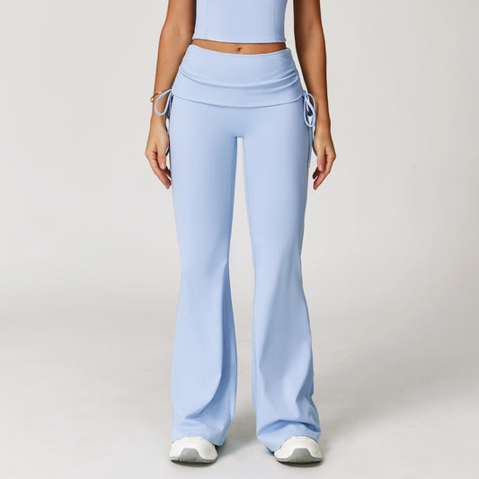 Fold High Waist Flared Pants Nude Feel Wide Leg Slimming Trousers Women