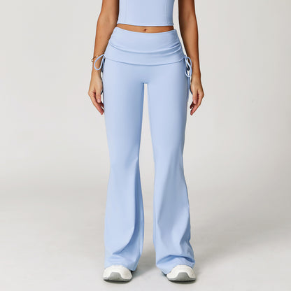 Fold High Waist Flared Pants Nude Feel Wide Leg Slimming Trousers Women