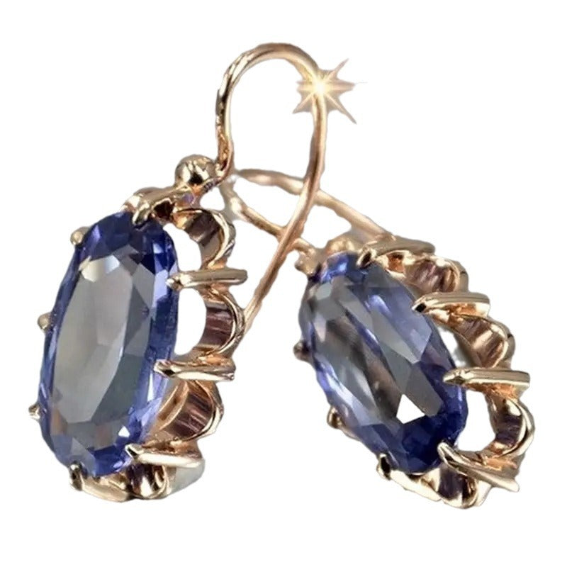 Women's Fashion Simple Inlaid Gem Eight-claw Buckle Earrings