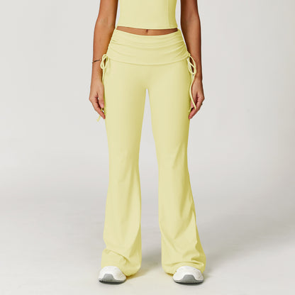 Fold High Waist Flared Pants Nude Feel Wide Leg Slimming Trousers Women