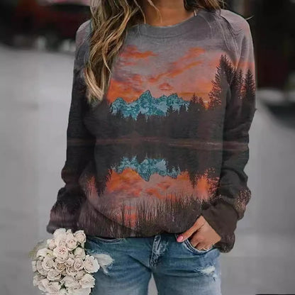 Fashion Floral Print Long-sleeved Women's Sweater