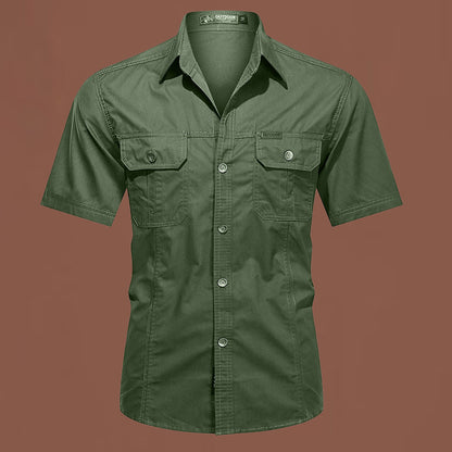 Workwear Short Sleeve Cotton Work Clothes Shirt Outdoor Loose Men's Shirt