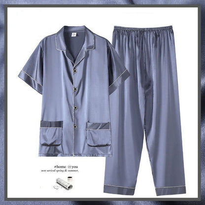 Men's Summer Short Sleeve Trousers Thin Homewear Suit