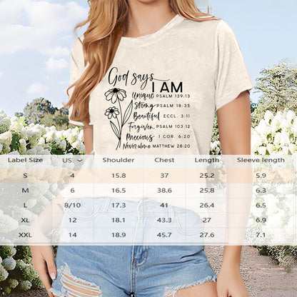 Women's Floral & Letter Print Round Neck T-Shirt Casual Short Sleeve Summer Top