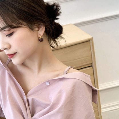Crystal Ball Heart-shaped Retro Stud Earrings