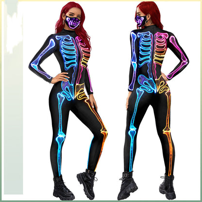 Fluorescent Skeleton Print Ladies Coveralls