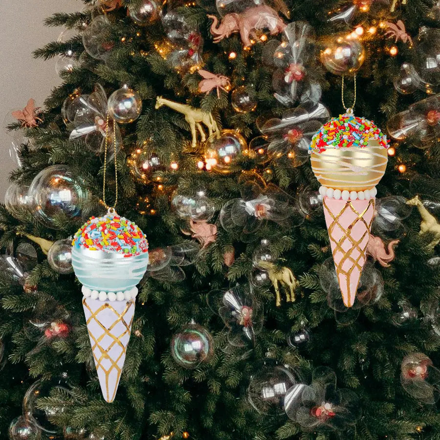 Simulation Ice Cream Christmas Tree Decorative Glass Pendant - Ocean Vault