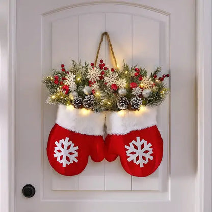 Christmas Garland Creative Glove Shaped Simulated Flower Wreath Window Door Gate Decoration Door Sign Xmas Party Decoration - Ocean Vault