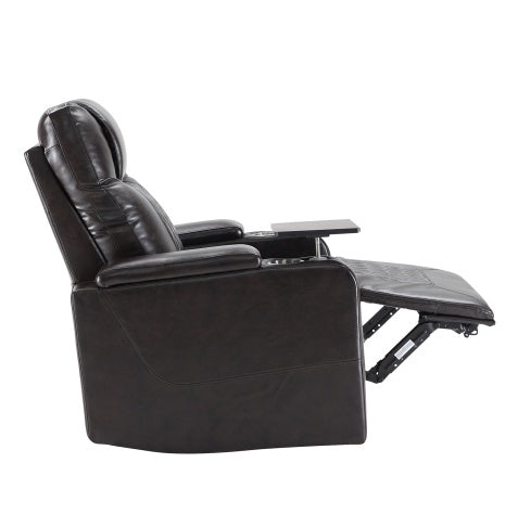 Power Motion Recliner With USB Charging Port And Hidden Arm Storage 2 Convenient Cup Holders Design And 360 Swivel Tray Table,Brown