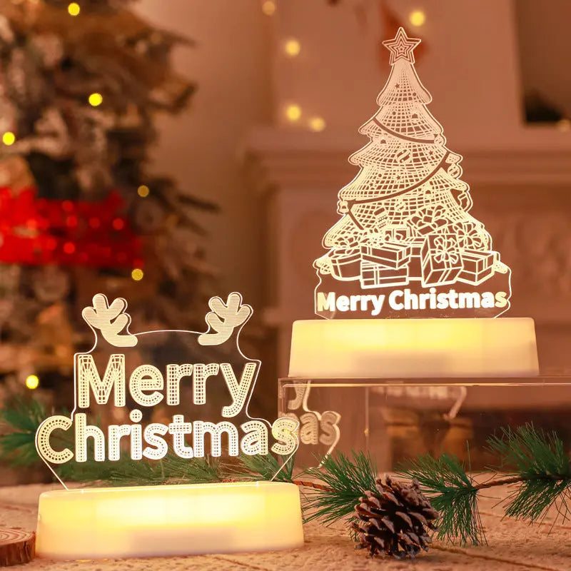 Christmas Decoration 3D Lamp Acrylic LED Night Lights New Year Valentines Day Christmas Kids Gift Christmas Ornaments - Ocean Vault