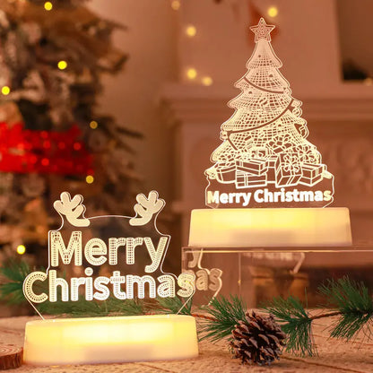 Christmas Decoration 3D Lamp Acrylic LED Night Lights New Year Valentines Day Christmas Kids Gift Christmas Ornaments - Ocean Vault